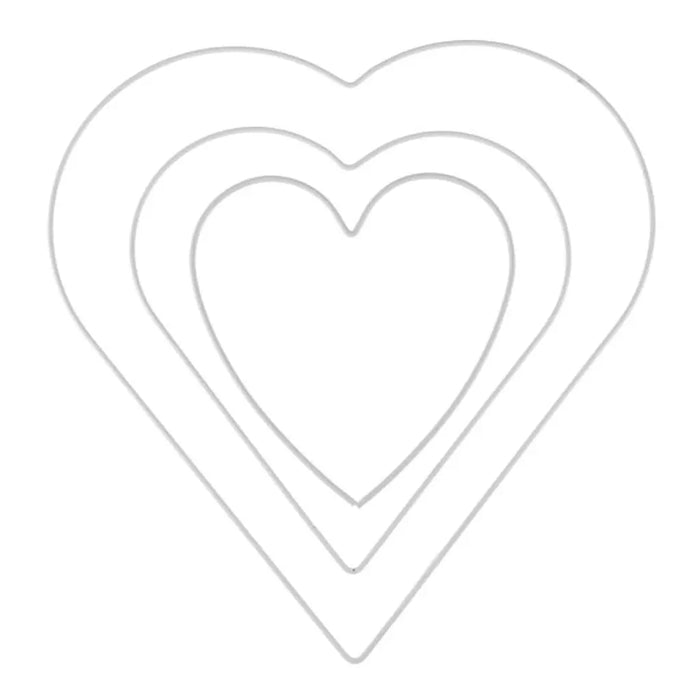 Metal Heart Set of 3pcs White 15 / 20 / 28cm