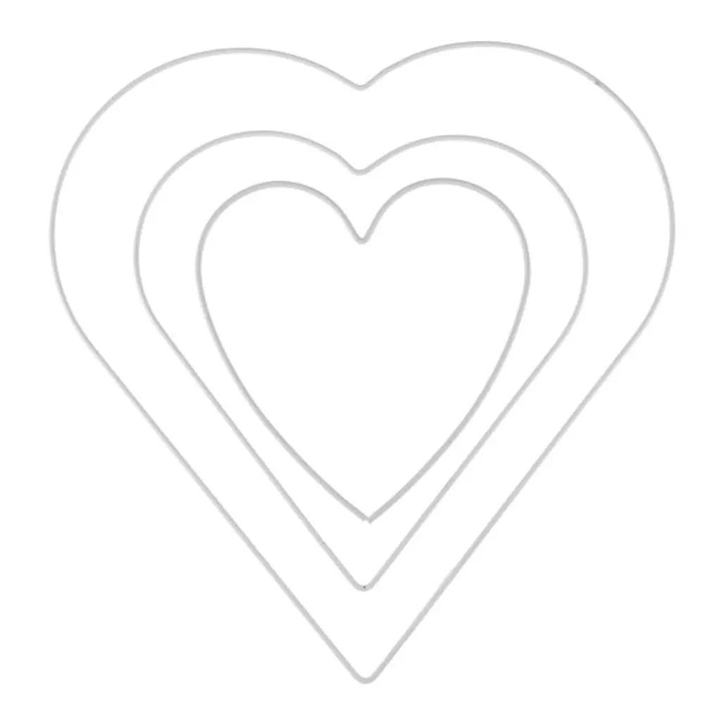 Metal Heart Set of 3pcs White 15 / 20 / 28cm
