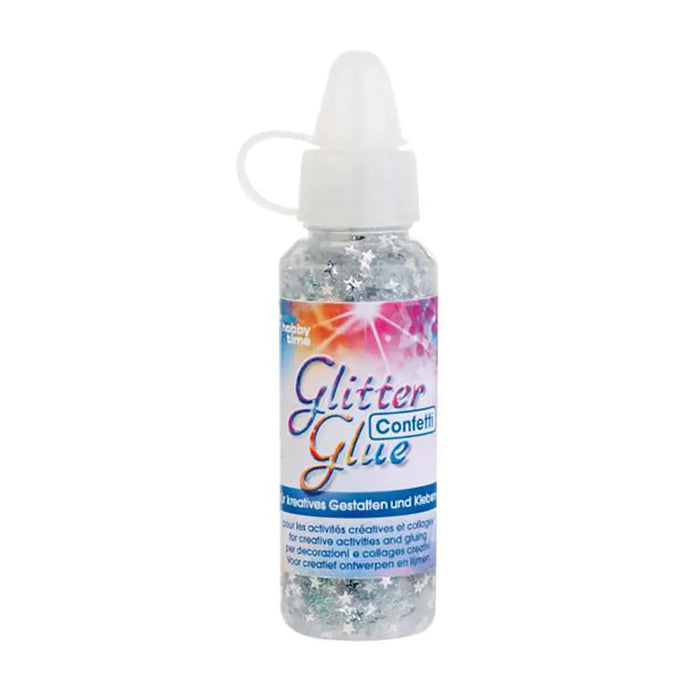 Glitter Glue 53ml Confetti Stars Silver