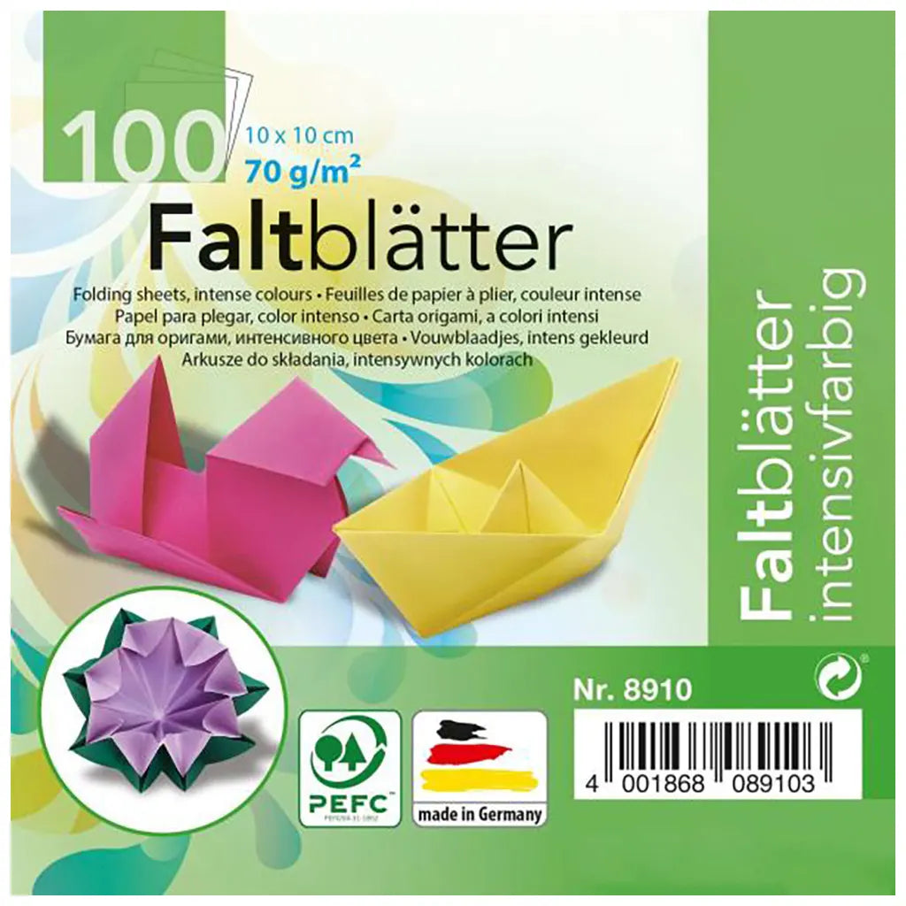 Folding Paper 70g 10x10cm 100 Sheets Assorted