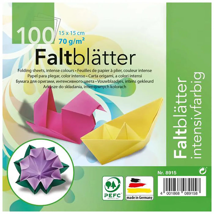 Folding Paper 70g 15x15cm 100 Sheets Assorted