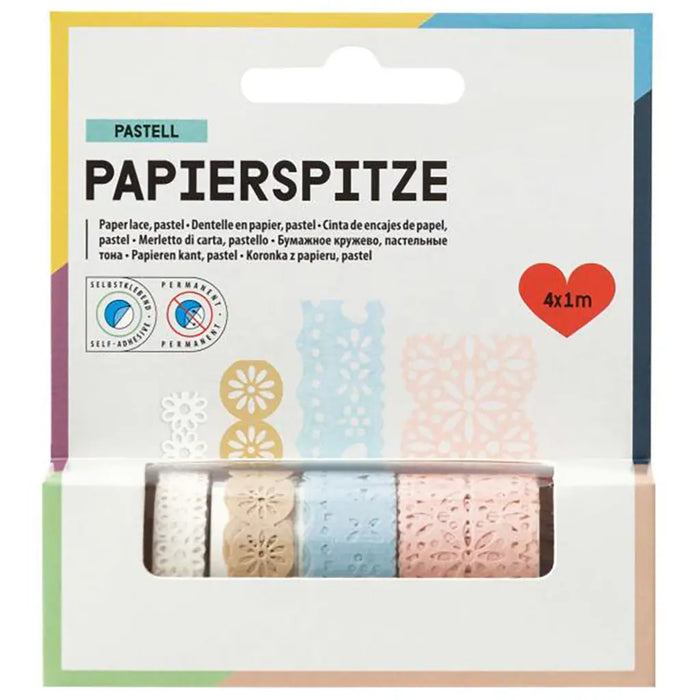 Paper Lace Pastel 4x1m 4 Rolls Assorted Selfadhesive