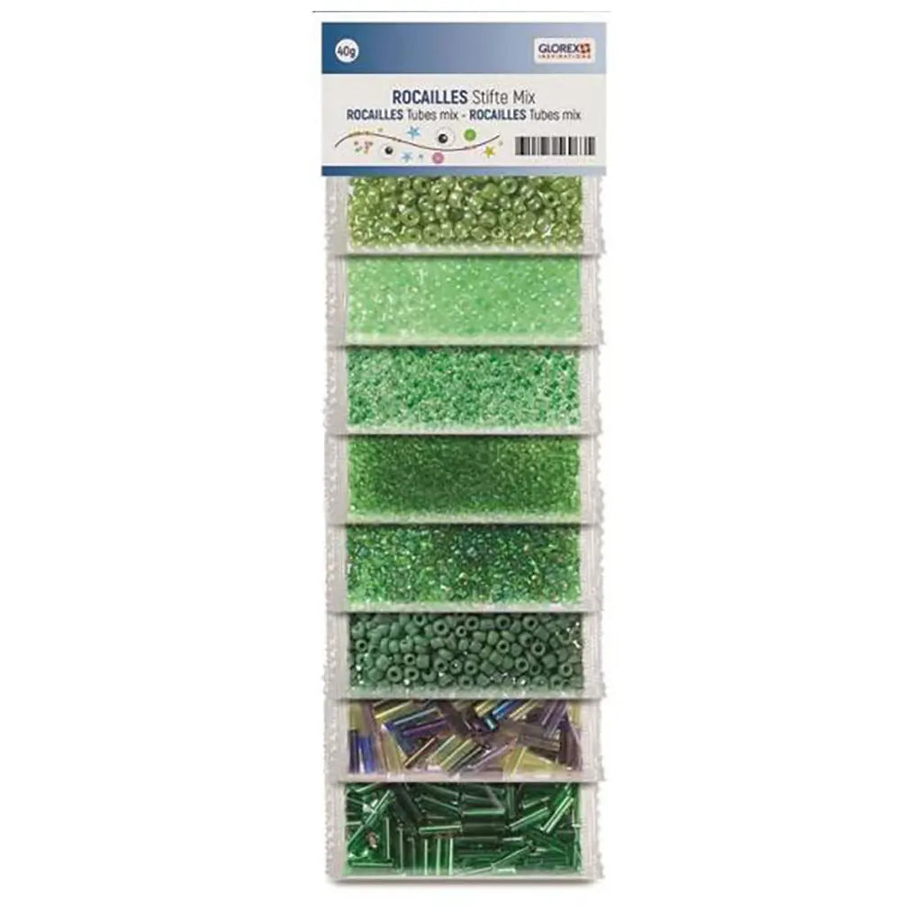 Rocailles/Tubes 8 Colors 40G, Mix Green