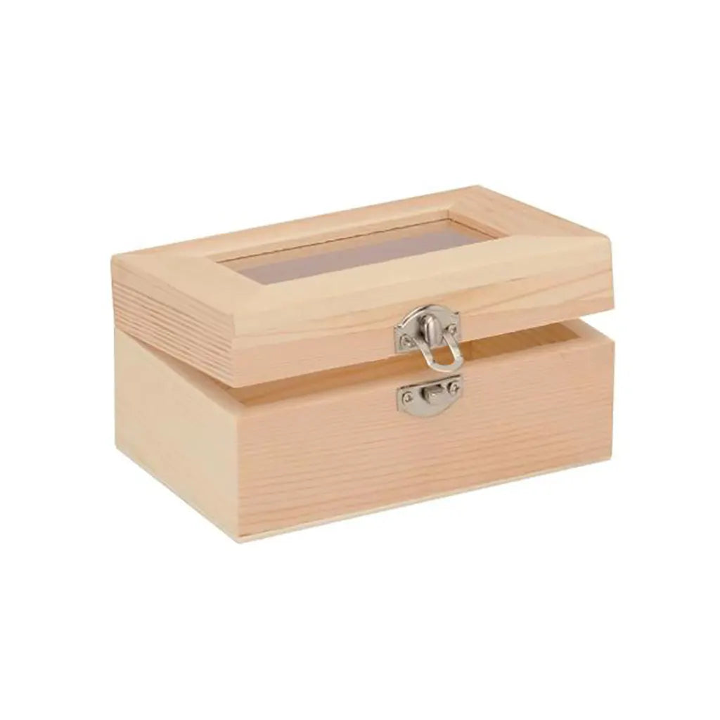 Wooden Box with Glass 12x8x6cm