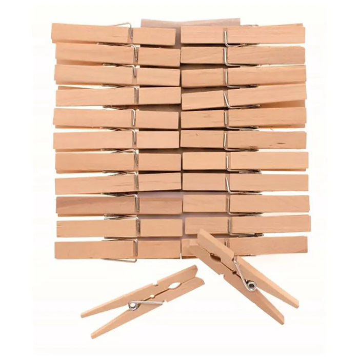 Wooden Clothes Pegs 72mm 24pcs, Natural