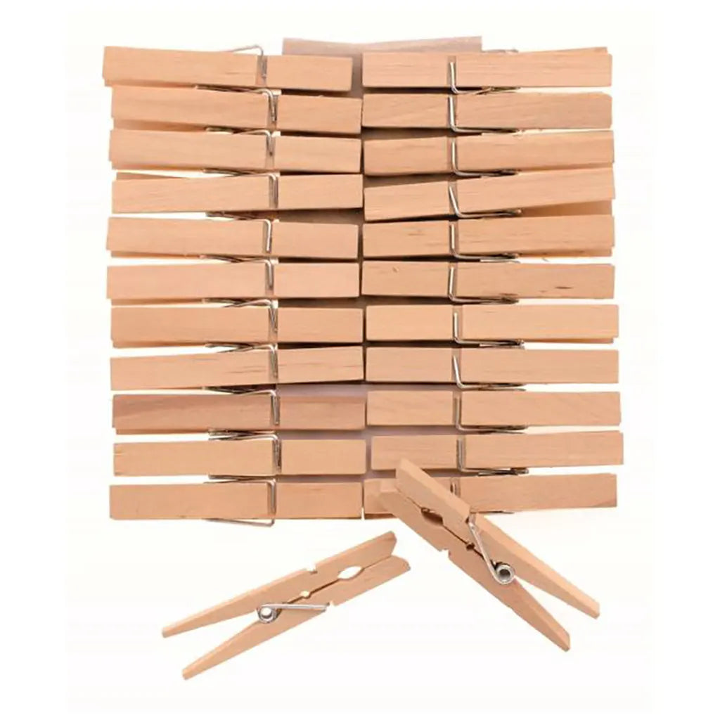 Wooden Clothes Pegs 72mm 24pcs, Natural