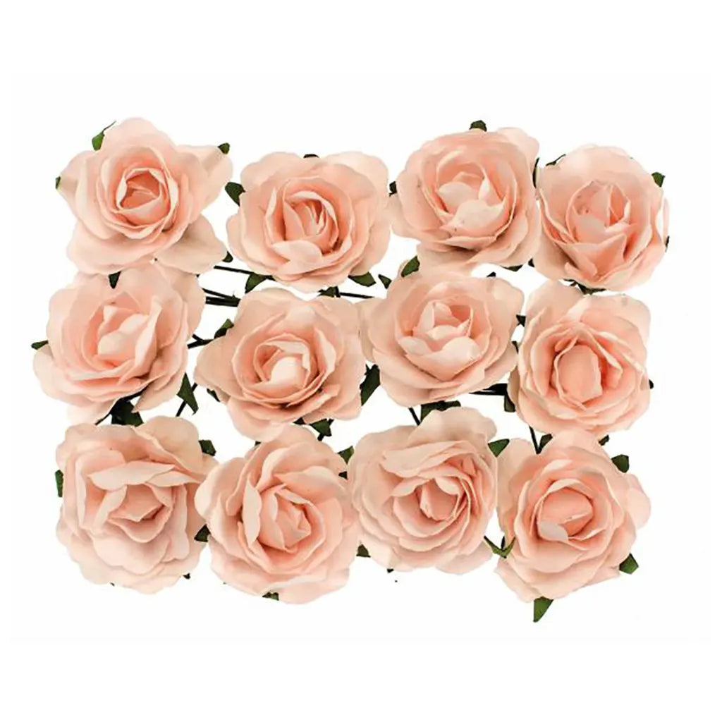 Roses with Wire Pink 30mm 12pcs