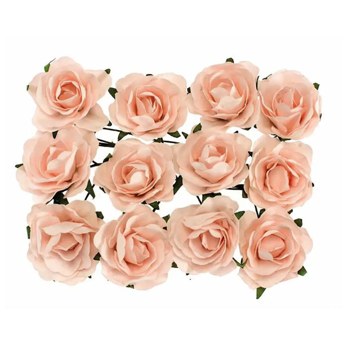 Roses with Wire Pink 30mm 12pcs