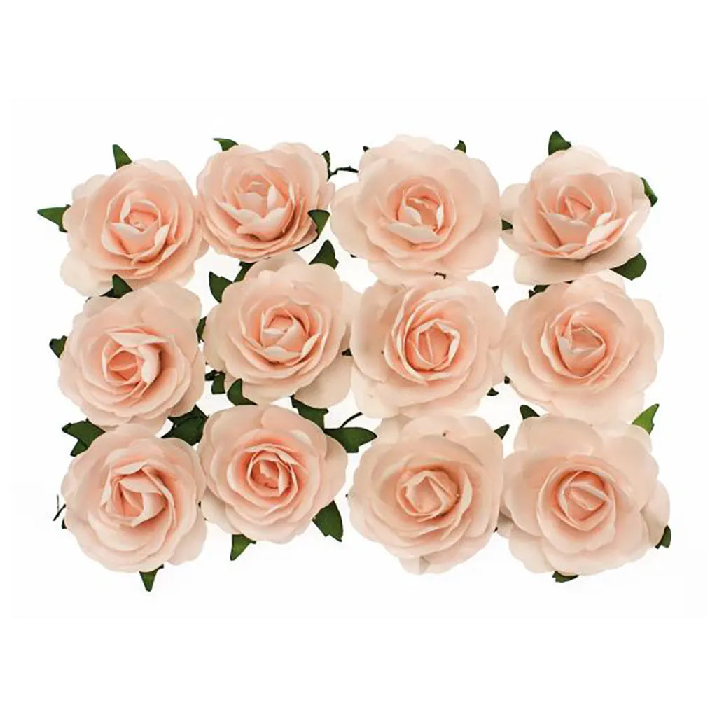 Roses with Wire Pink 40mm 12pcs