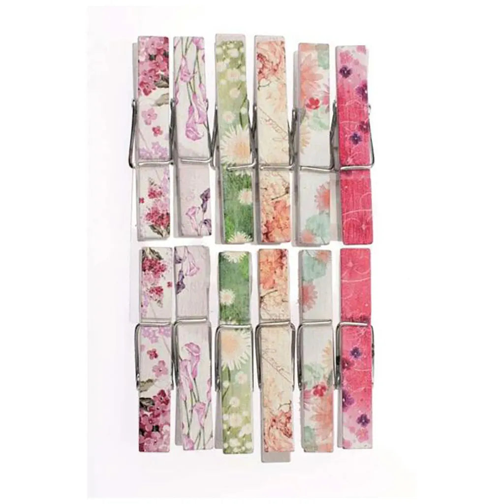 Wooden Pegs Printed 12pcs, 4.5X0.7cm