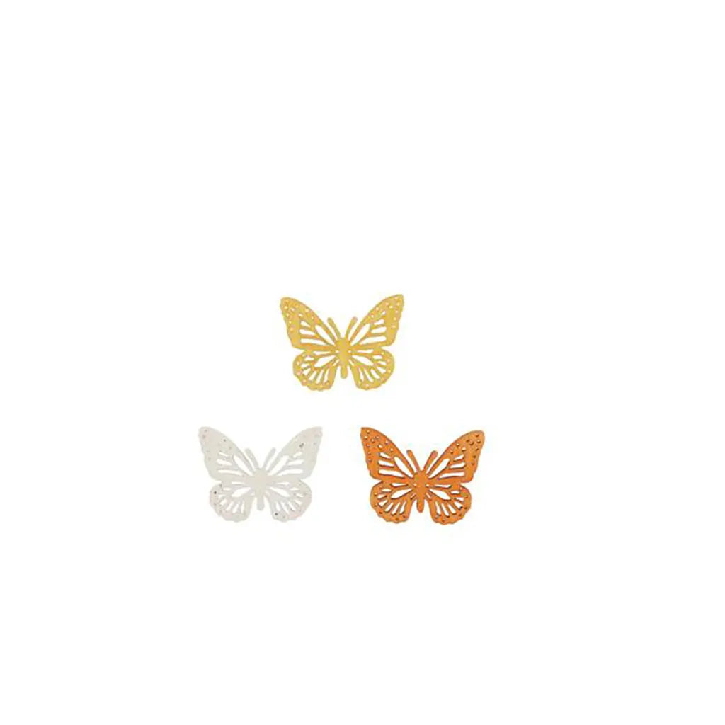 Wooden Deco Butterfly 3cm 12pcs, Yellow-Orange Mix