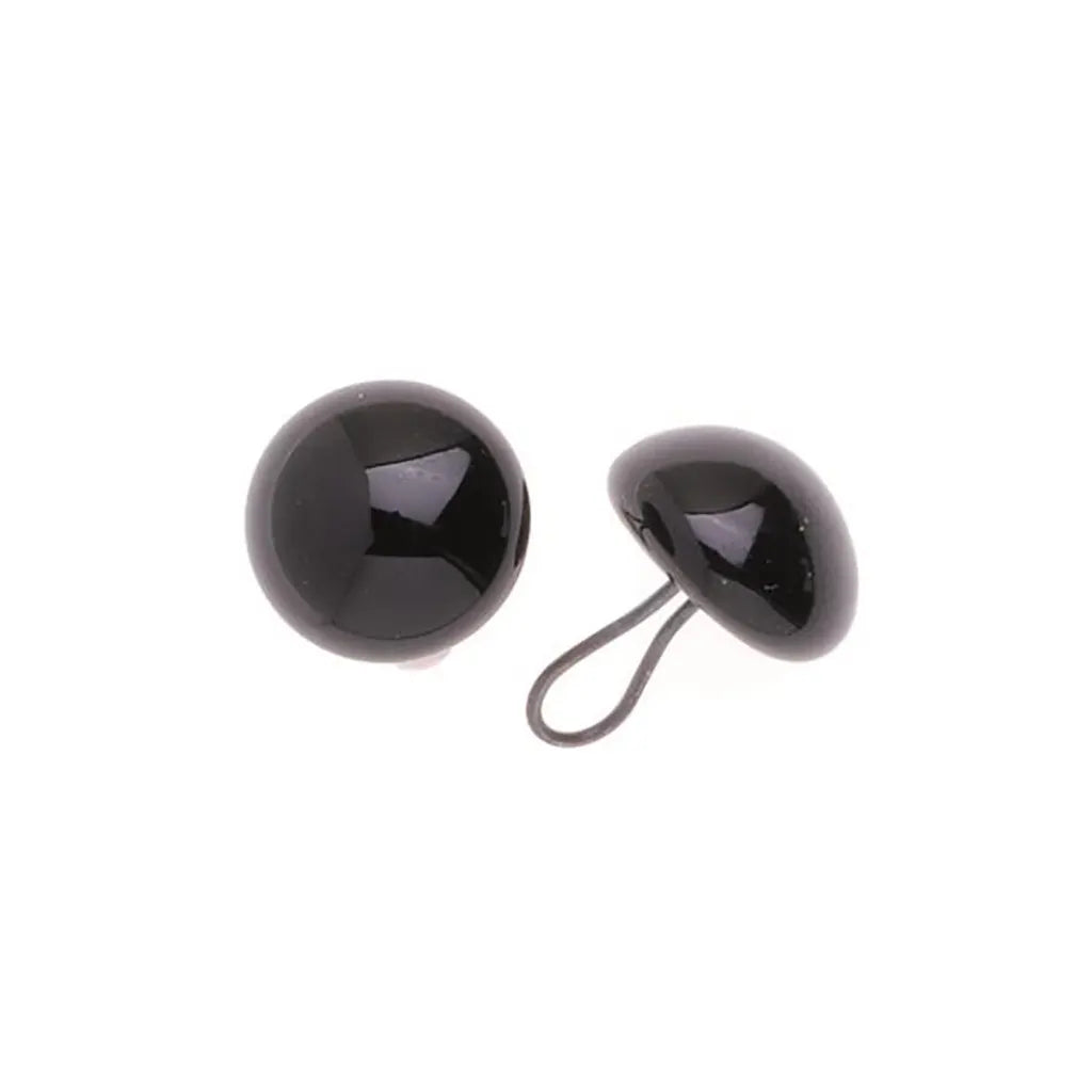 Glas Eyes With Eyelet to Sew Black 8mm. 2 pcs