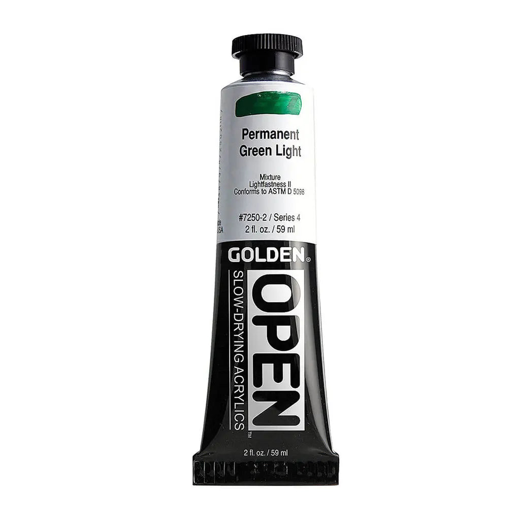 Golden OPEN Slow-Drying Acrylic Paint 2oz Permanent Green Light S4