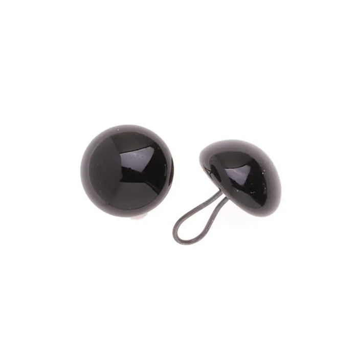Glas Eyes With Eyelet to Sew 10mm 2pcs, Black