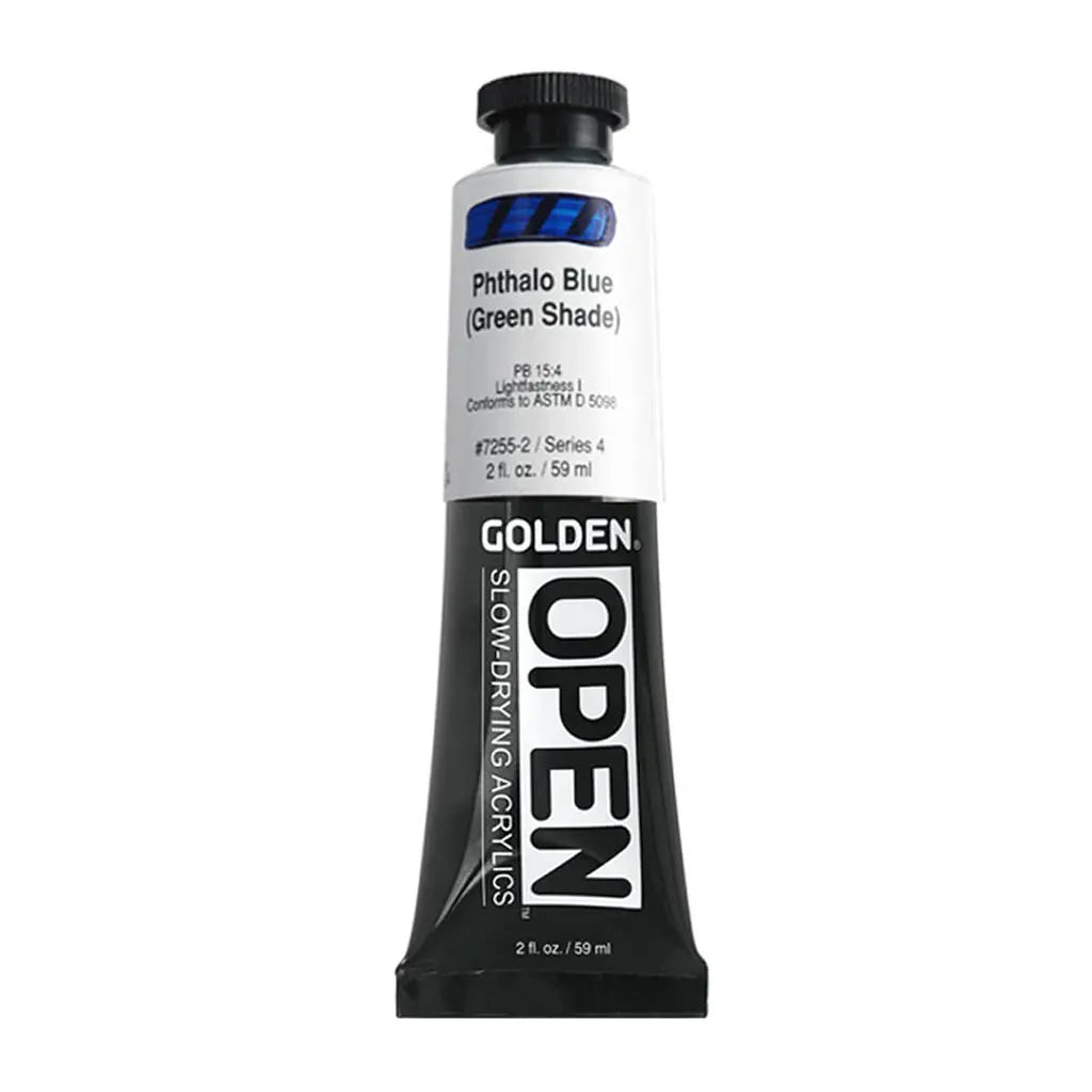 Golden OPEN Slow-Drying Acrylic Paint 2oz Phthalo Blue / (Green Shade) S4