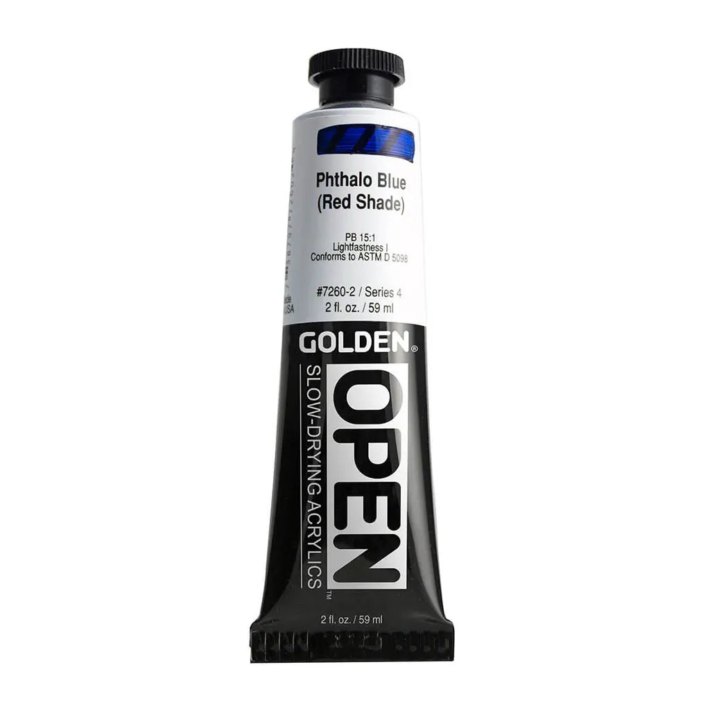 Golden OPEN Slow-Drying Acrylic Paint 2oz Phthalo Blue / (Red Shade) S4