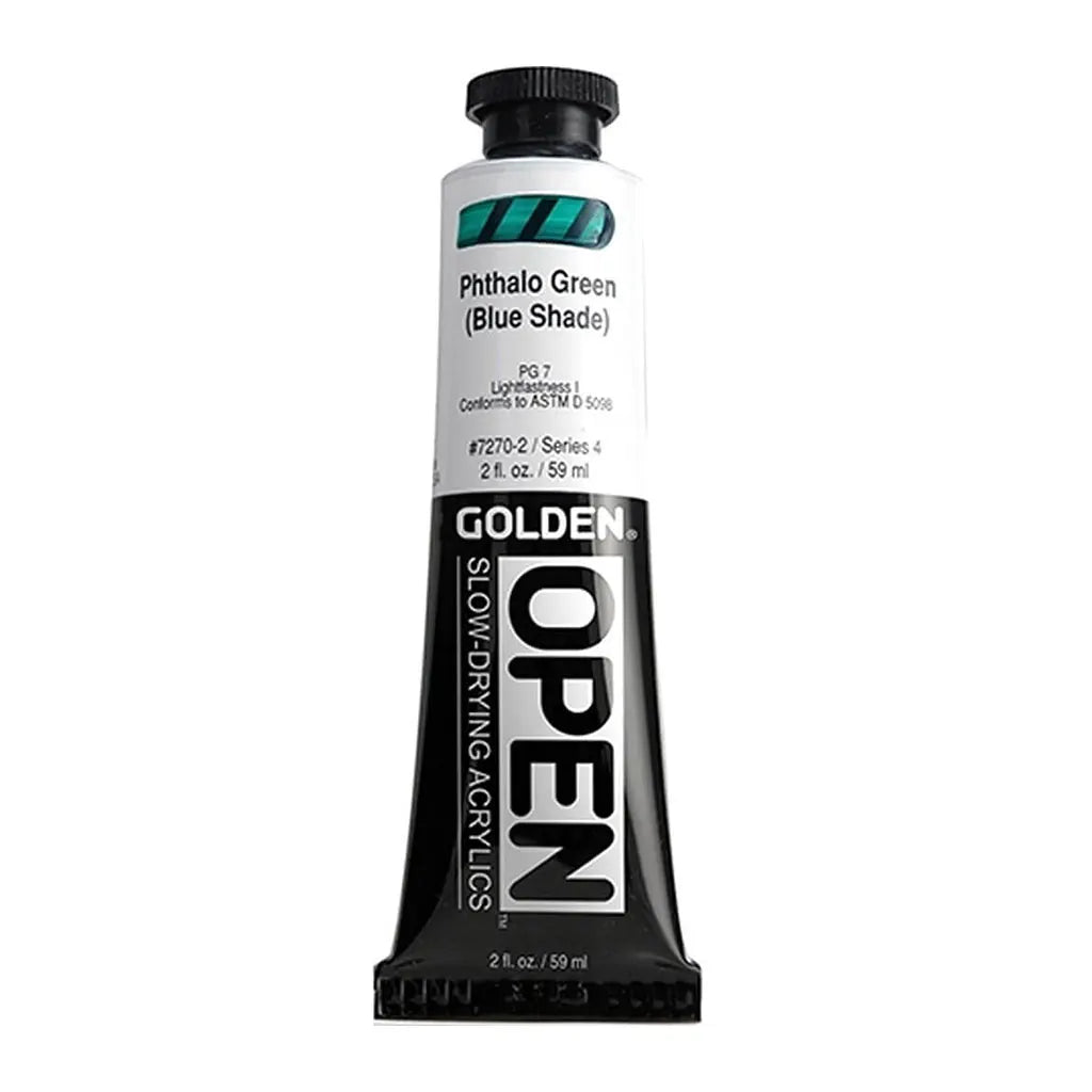 Golden OPEN Slow-Drying Acrylic Paint 2oz Phthalo Green / (Blue Shade) S4