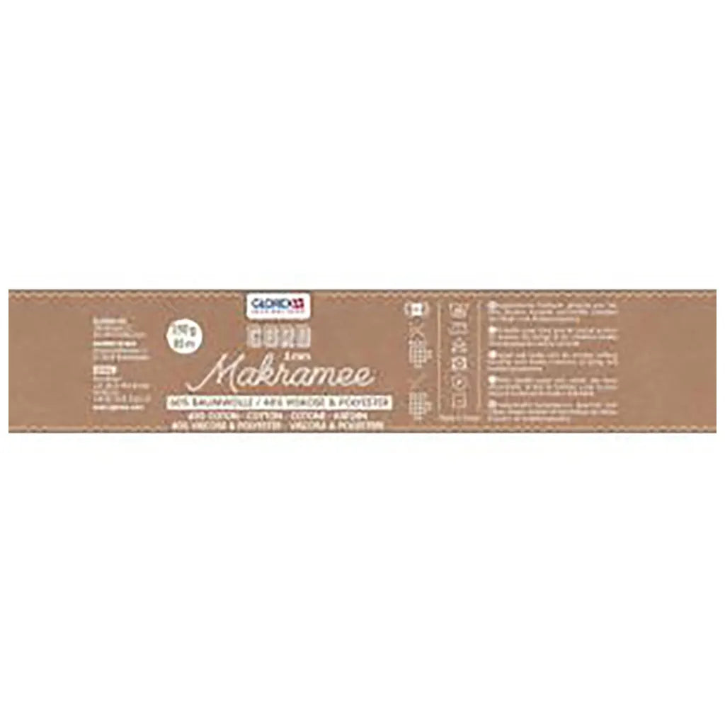 Makramee Cord 3mm 250G, Woven Cream