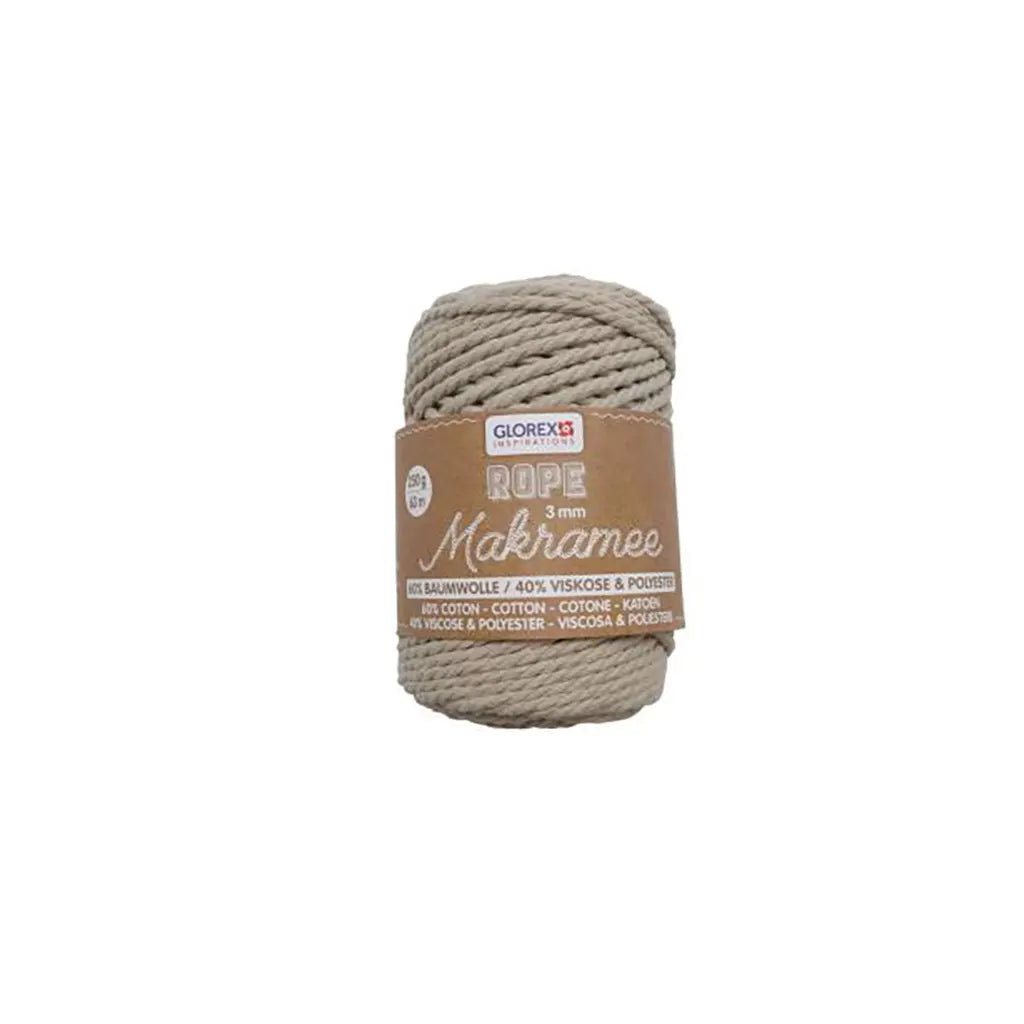 Makramee Rope 3mm 250G Twisted Taupe