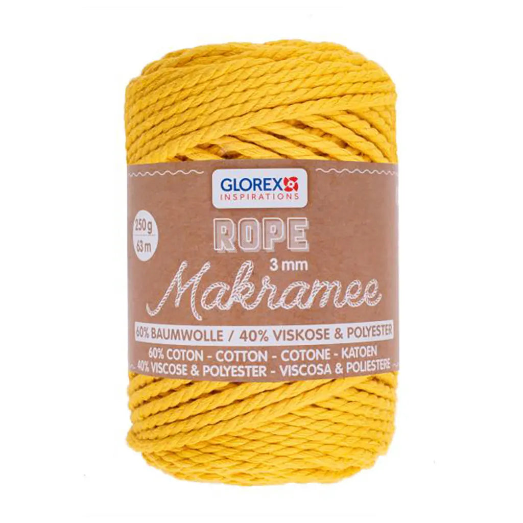 Makramee Rope 3mm 250G Twisted Yellow
