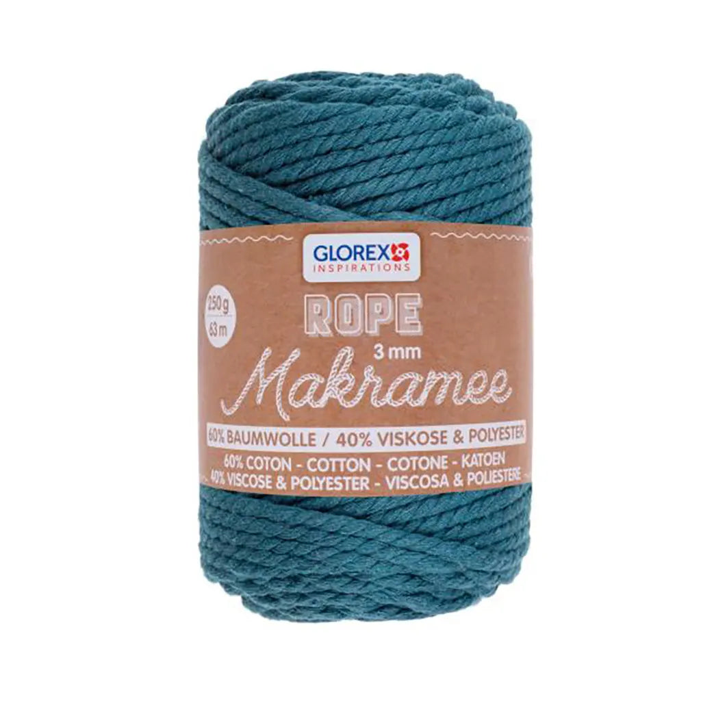 Makramee Rope 3mm 250G Twisted Turquoise