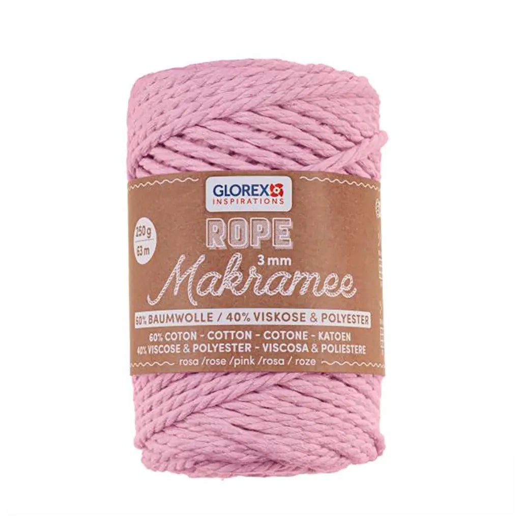 Makramee Rope 3mm 250G Twisted Pink