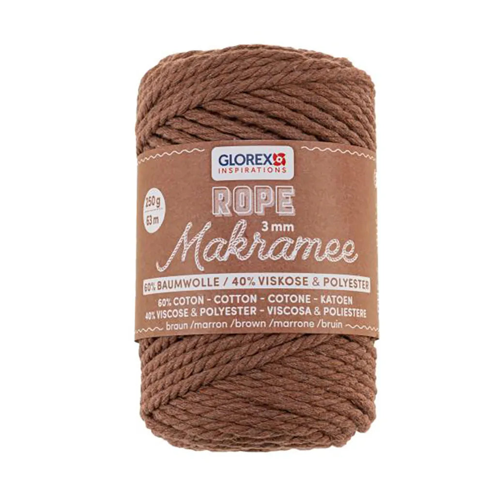 Makramee Rope 3mm 250G Twisted Brown