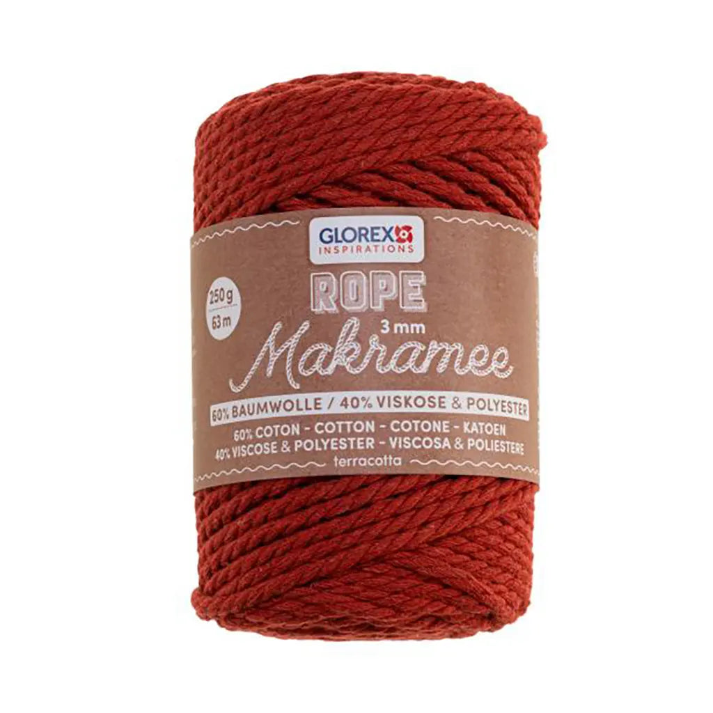 Makramee Rope 3mm 250G Twisted Terracotta