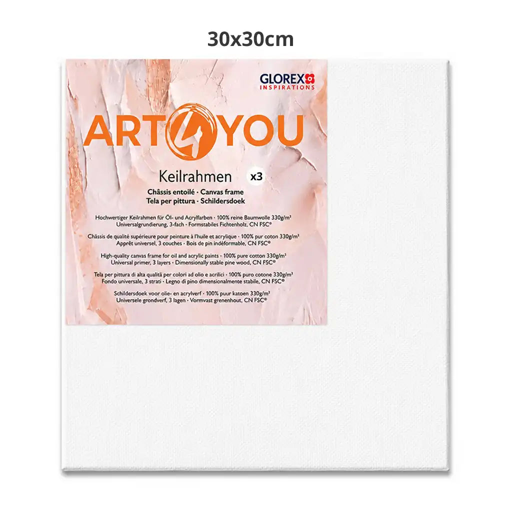 Glorex ART4YOU Canvas Frame (set of 3pcs) 1.7cm 330g/M2 Pine 30x30cm
