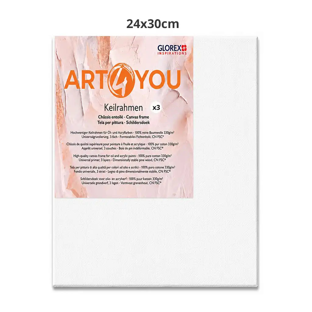Glorex ART4YOU Canvas Frame (set of 3pcs) 1.7cm 330g/M2 Pine 24x30cm