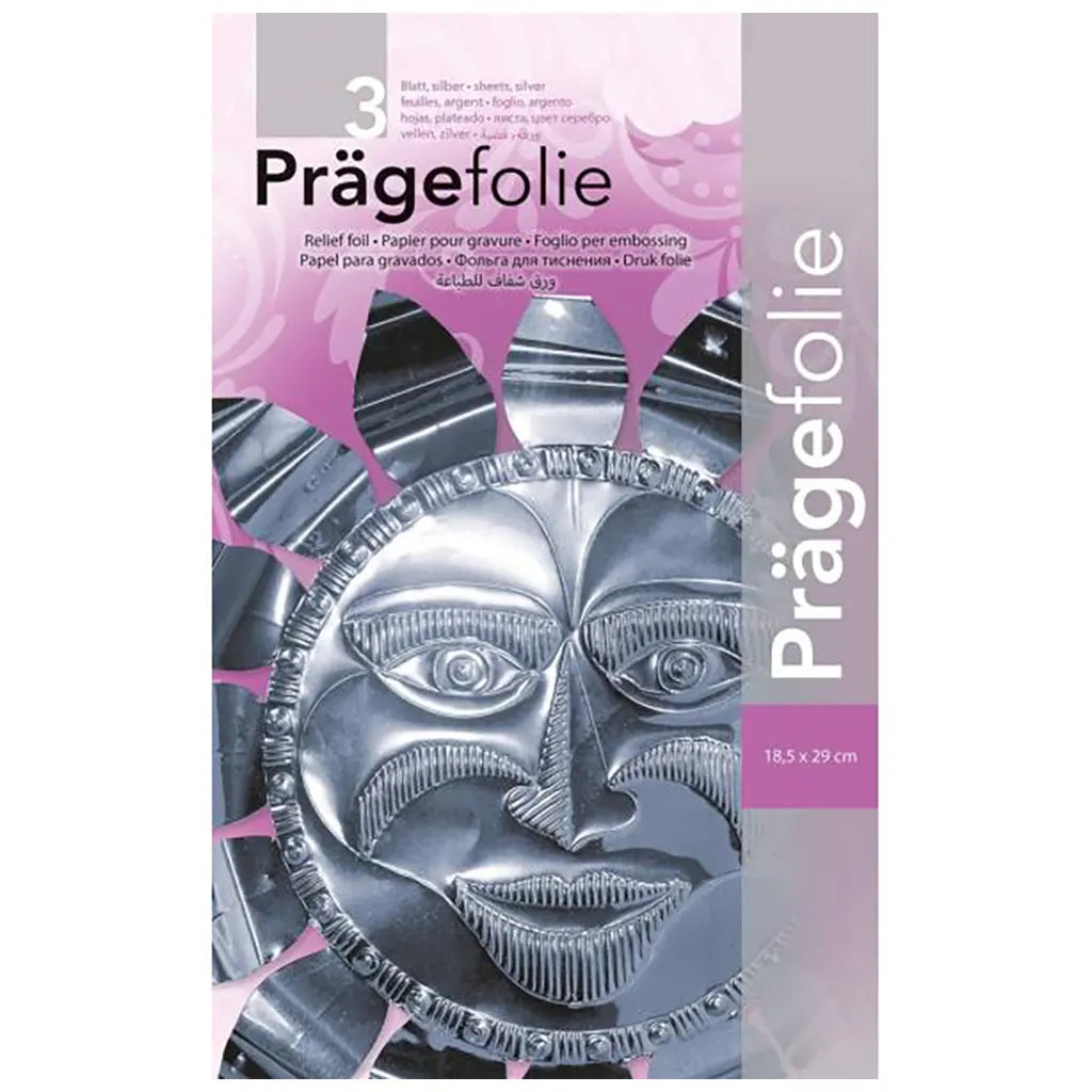Hard Metal Embossing Foils Silver, 3 Sheets 19x30cm