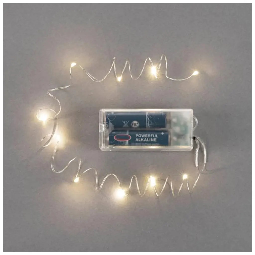 Light Garland 10 Lights 1m Warm White 2xAA with Timer