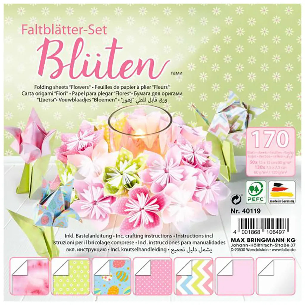 Folding paper set Flowers 170 Sheets Assorted