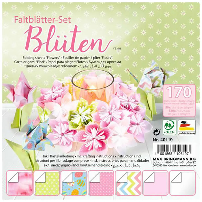 Folding paper set Flowers 170 Sheets Assorted