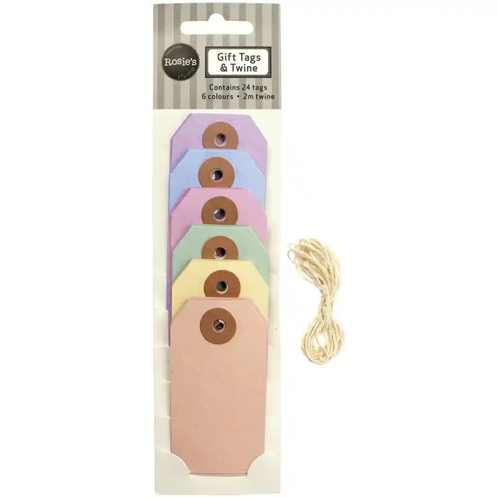 Cardboard Gift Labels 6 Colors x 4pcs, 9x4cm