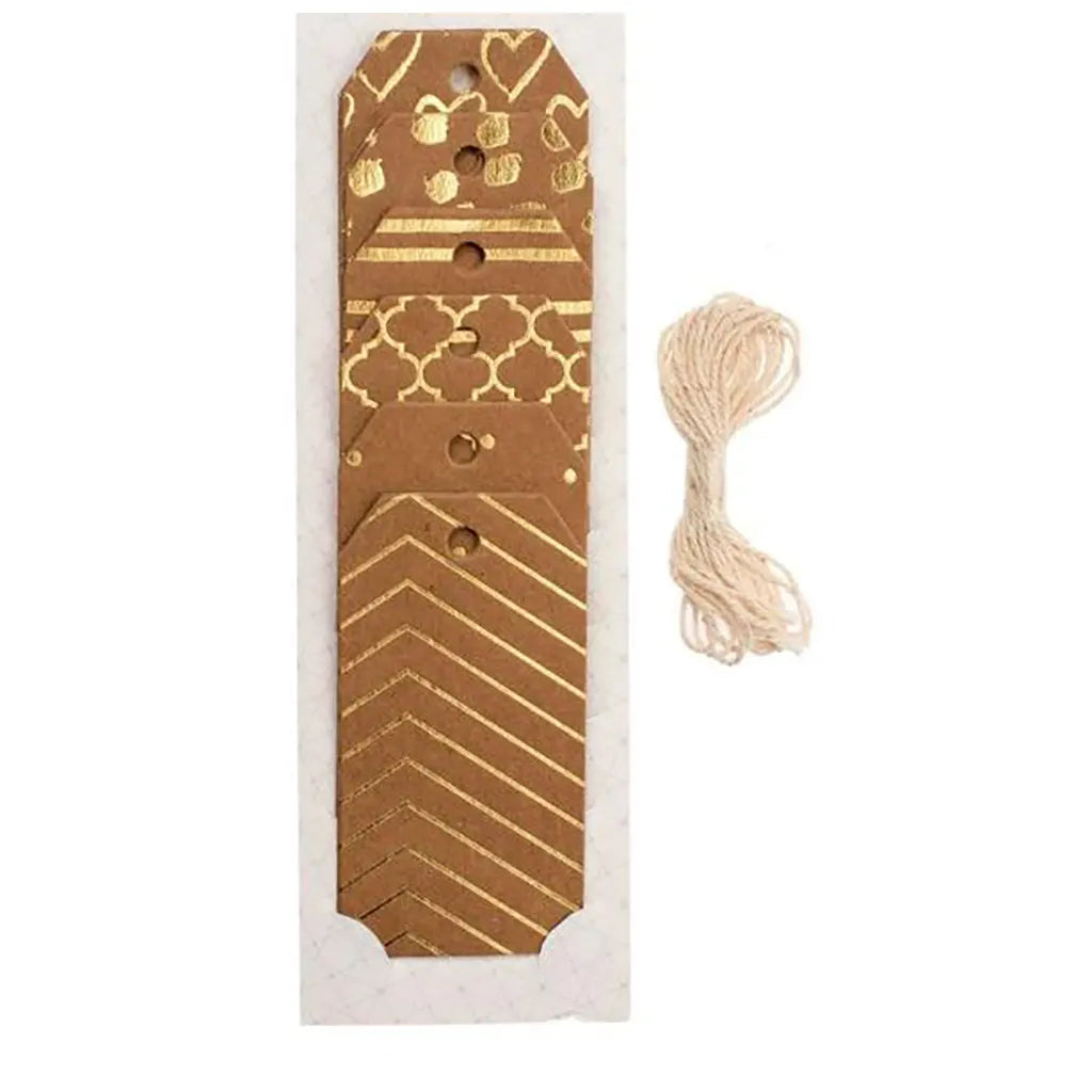 Cardboard Gift Labels 18pcs Gold Colour Printed 4x7.5cm