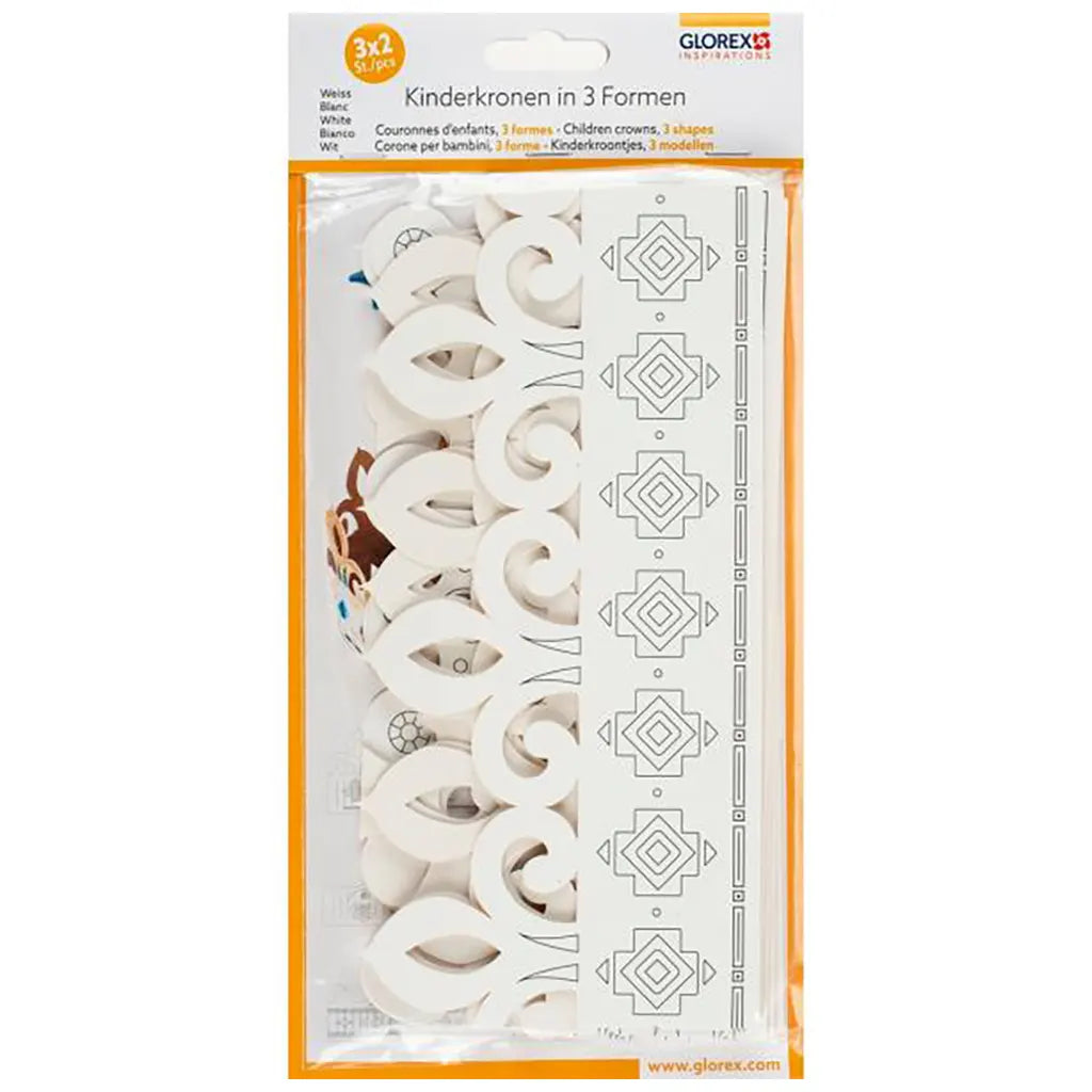 Children crowns in 3 Shapes 6pcs, White, Assorted