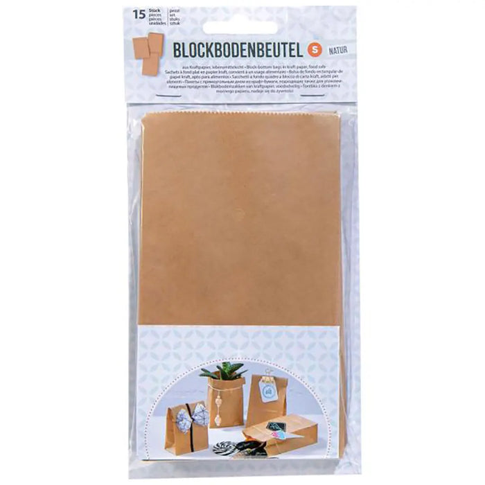 Paper Bags 15pcs 100X55X175mm, Food Safe Natural