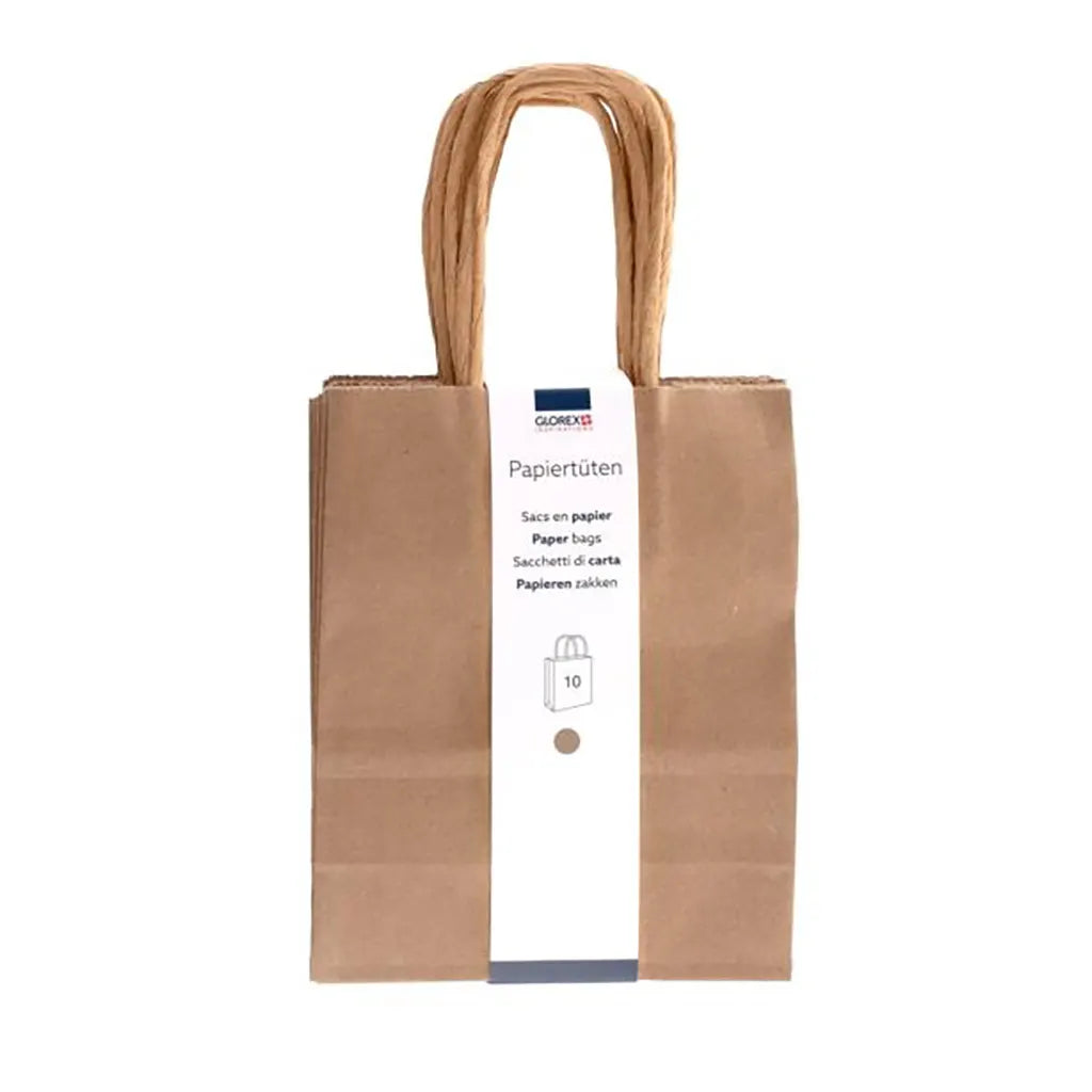 Paper Bag Cord Handle 12x15x5.5cm 10pcs, Natural