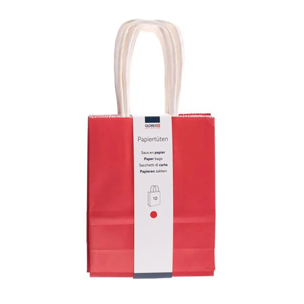 Paper Bag Cord Handle 12x15x5.5cm 10pcs, Red