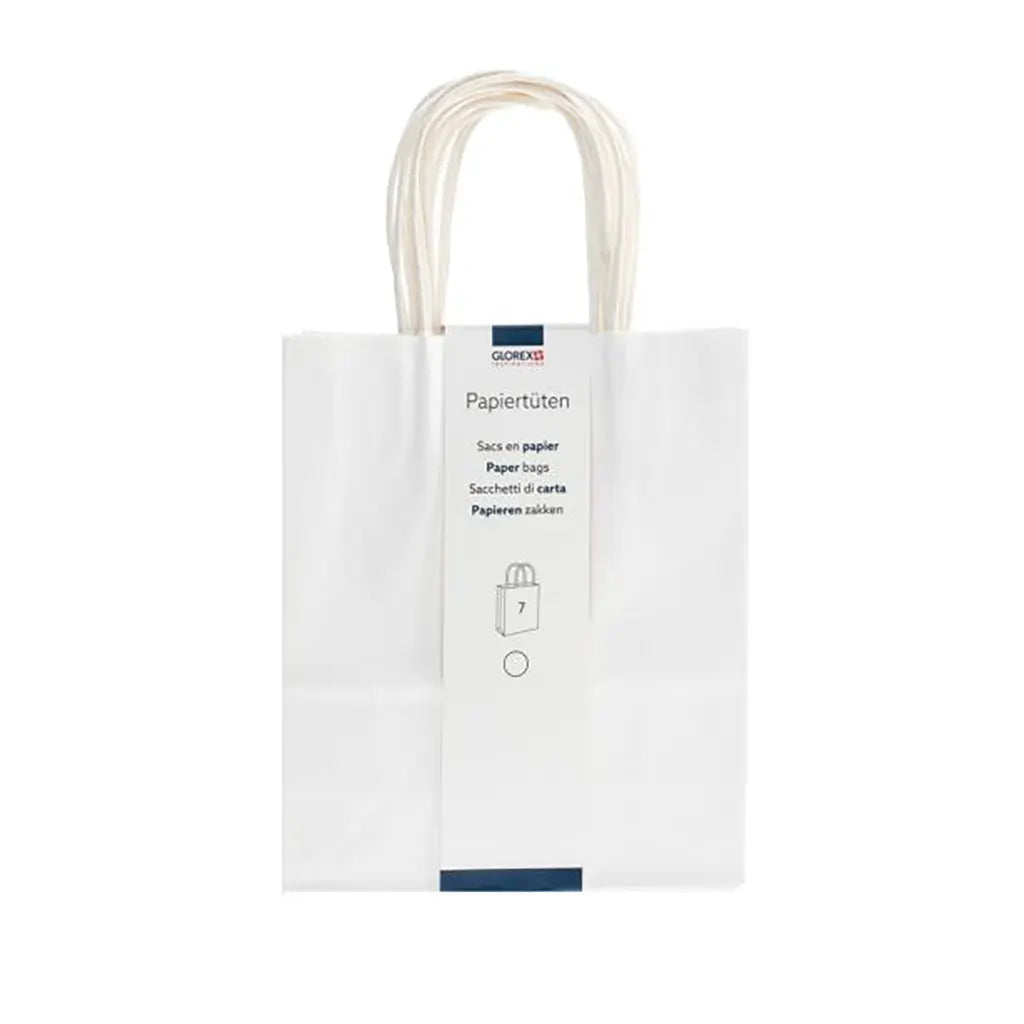 Paper Bag, Cord Handle 18x21x8cm 7pcs, White