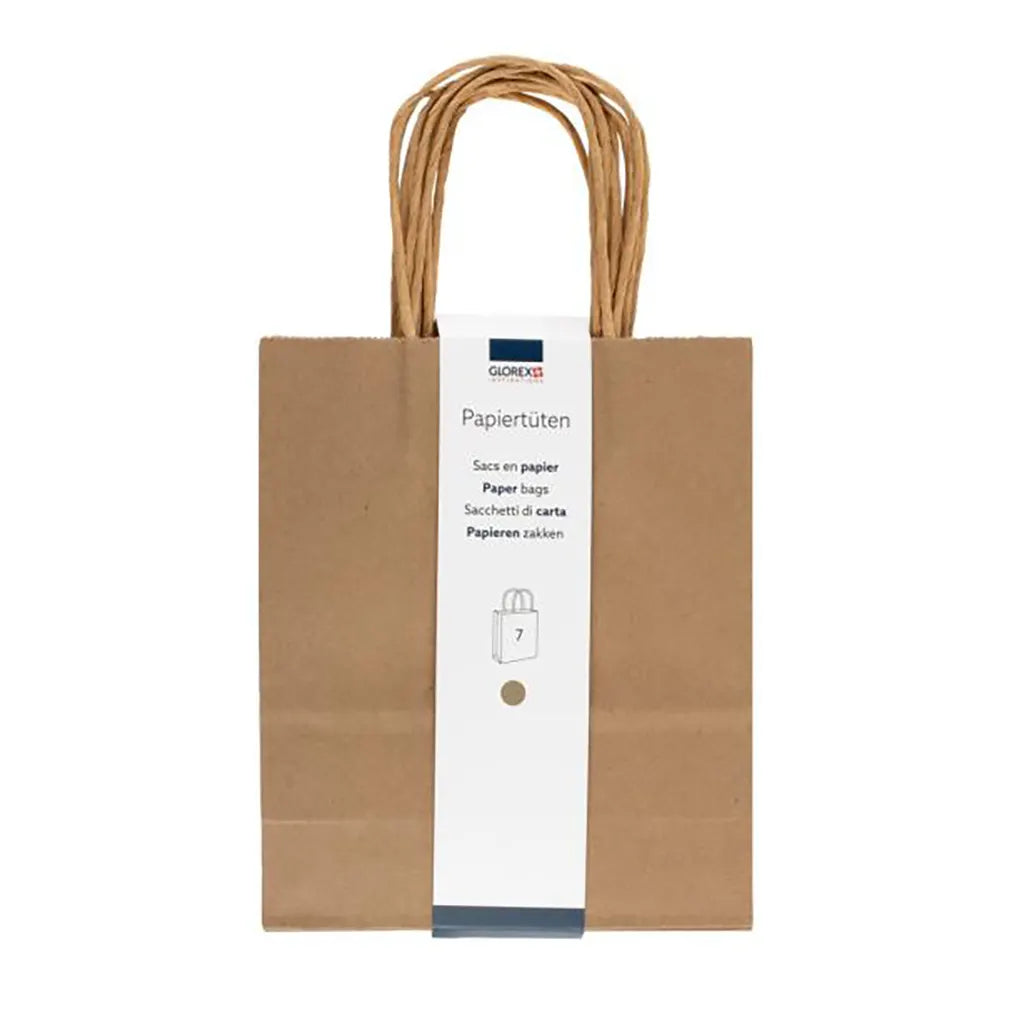 Paper Bag, Cord Handle 18x21x8cm 7pcs, Natural