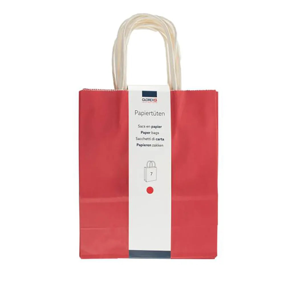 Paper Bag, Cord Handle 18x21x8cm 7pcs, Red