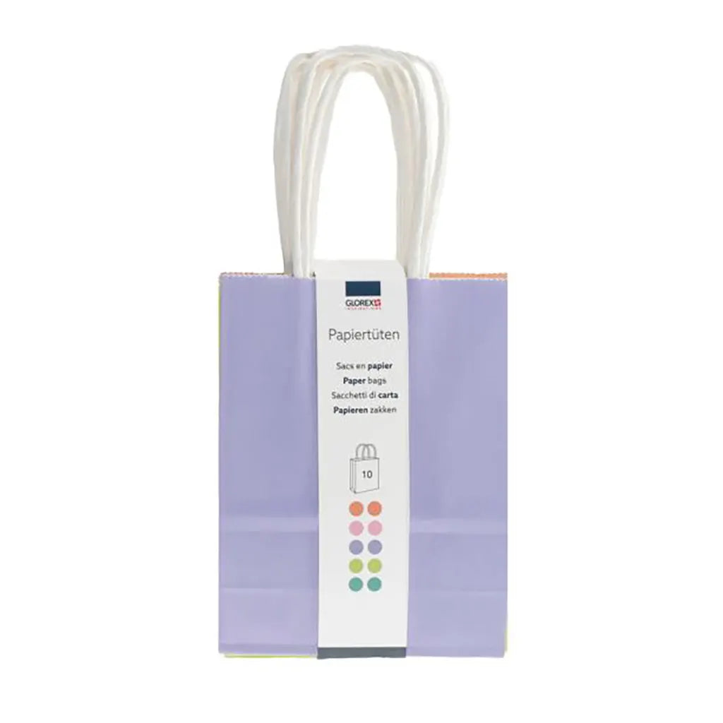 Paper Bag, Cord Handle, 5 Colo 12x15x5,5cm Pastel,10pcs