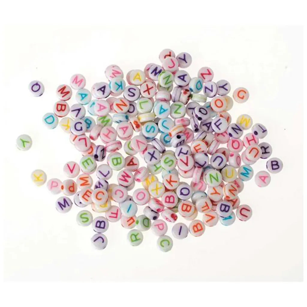 Plastic Discs with Hole 50G Alphabet Coloured 5X2mm