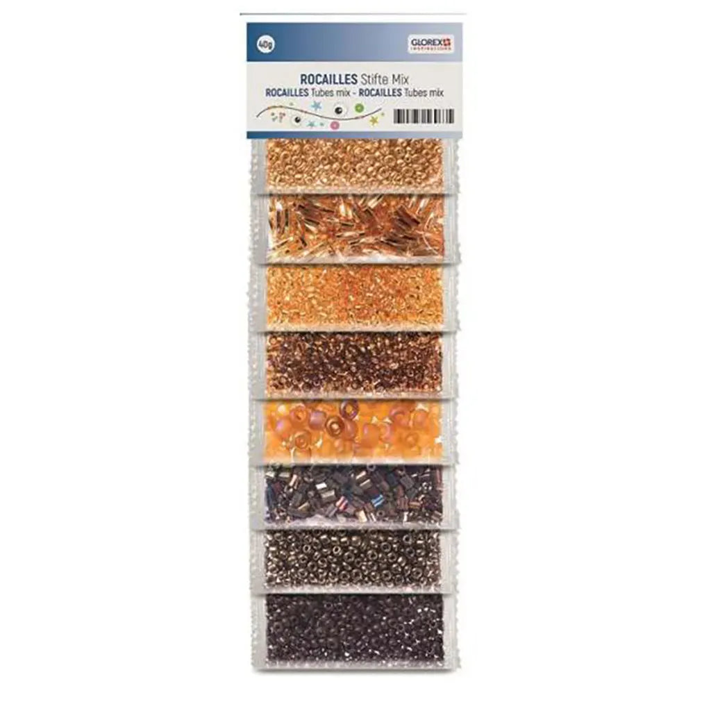 Rocailles/Tubes Mix brown 8 Colors,  40g