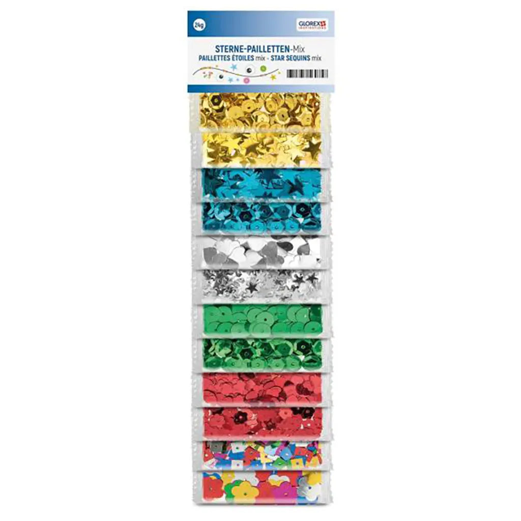 Star Sequins Mix 12 Colors, 24g