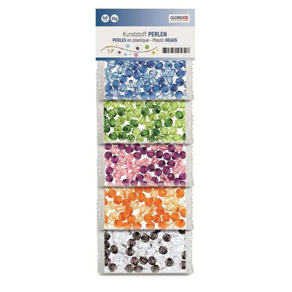 Plastic Beads Transparent Multicolor. 6mm. 5 Types, 50g