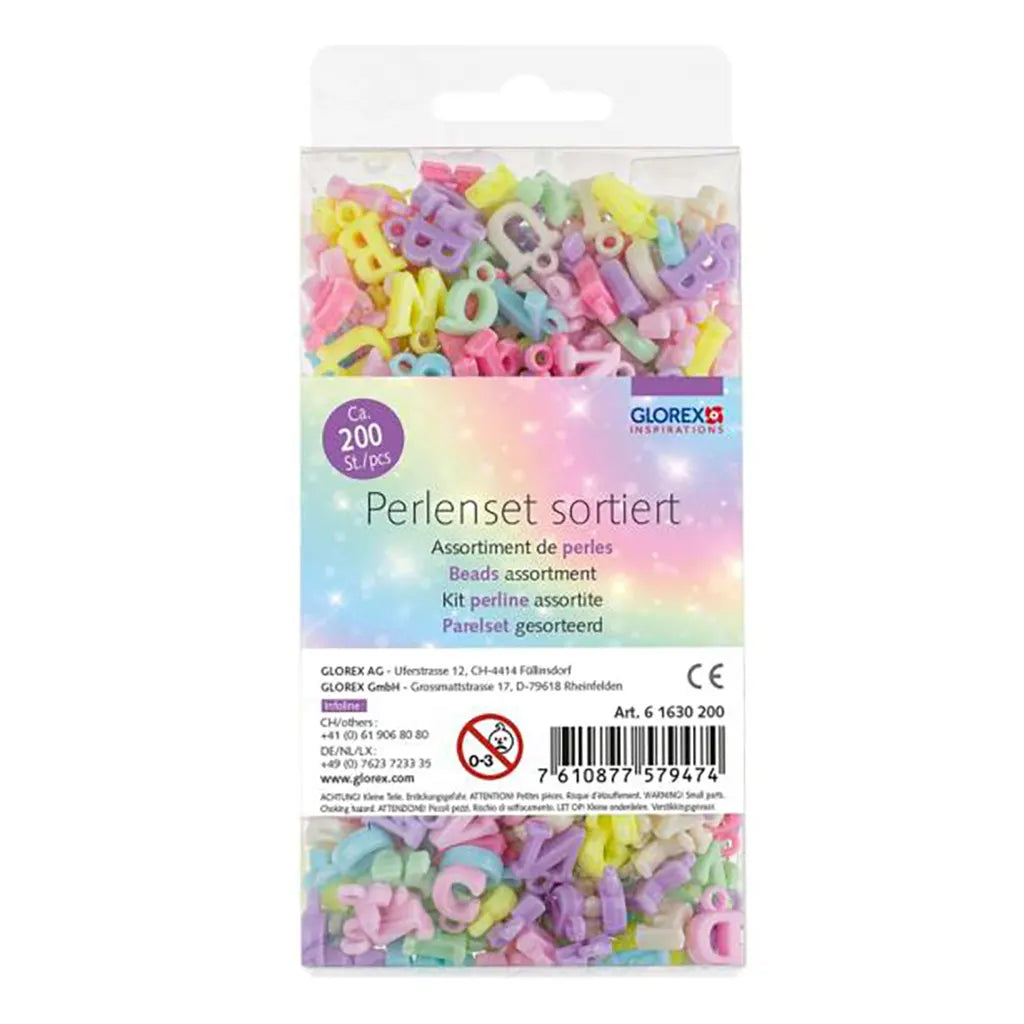 Beads Assortment Letters Pastel Colours, App. 200pcs