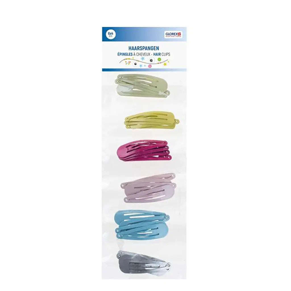 Hair Clips 24pcs Assorted, 6 Colors